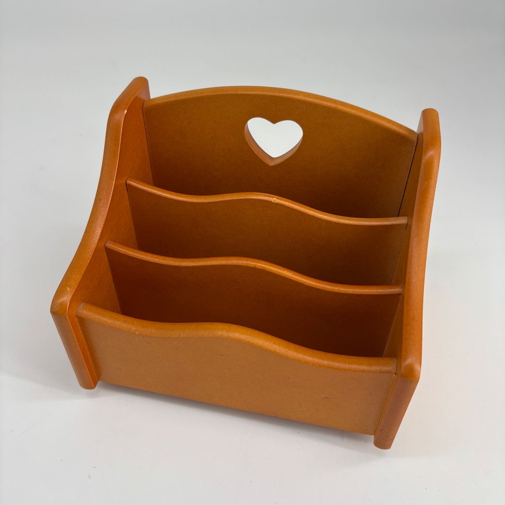 VTG Rotating Wood Cottagecore Letter Organizer Heart Desk Caddy Lazy Susan